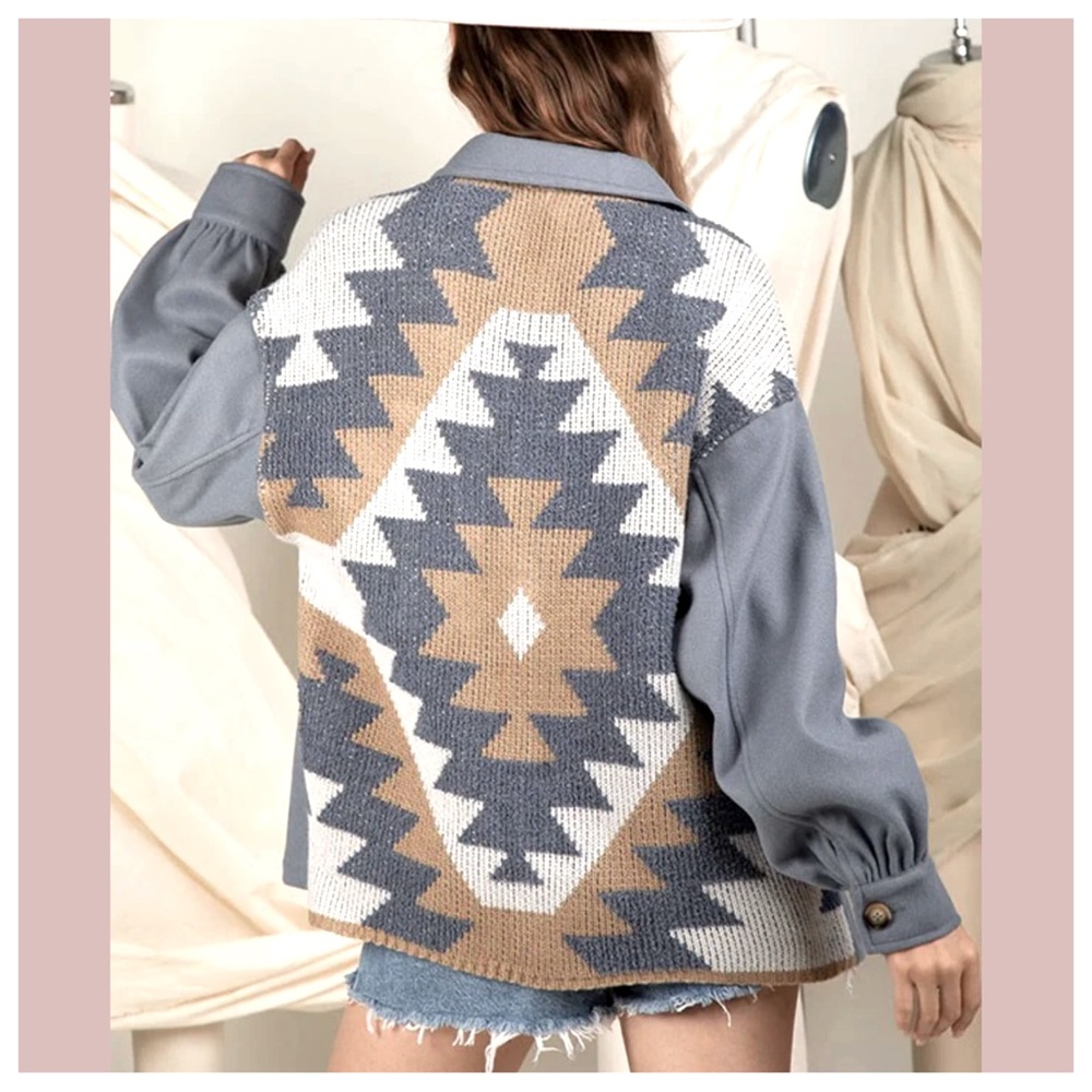 #08 Boho Aztec Graphic Detail Jacket